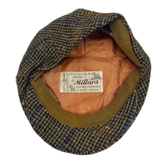 Vintage Millars Men's Grey Woven Virgin Wool Plaid Ivy Cap - Picture 6 of 7